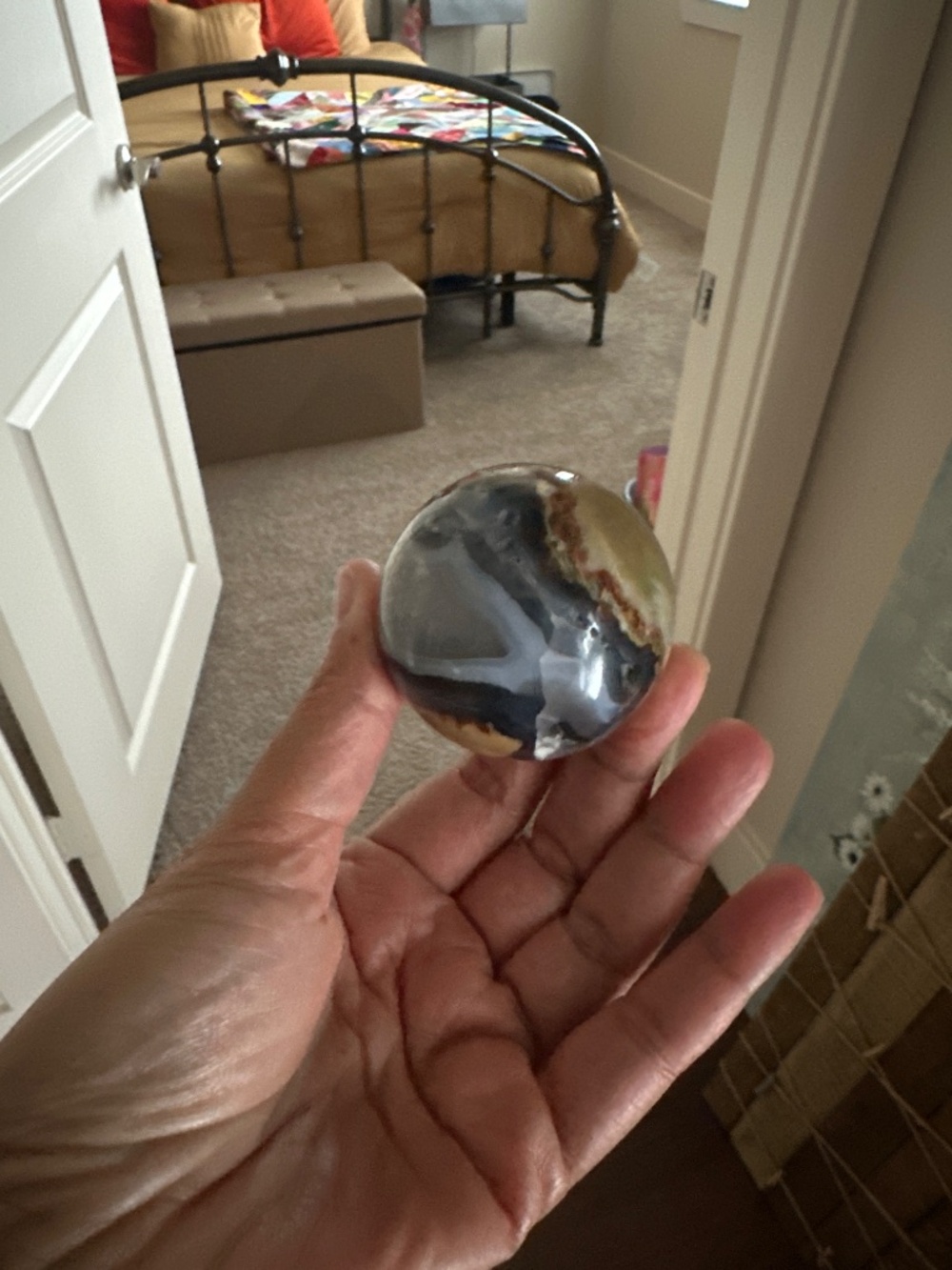 Volcano/Blue Agate and Quartz Sphere - Picture 6 of 6